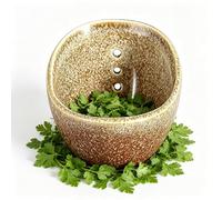 Herb Stripper Bowl, Ceramic Herb Stripper Tool with Multiple Hole Sizes, Handmade Pottery Leaf Stripping Bowl for Kale, Basil, Rosemary, Thyme, Kitchen Gadget for Herbs Peeling & Root Removal