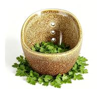 Herb Stripper Bowl, Ceramic Herb Stripper Tool with Multiple Hole Sizes, Handmade Pottery Leaf Stripping Bowl for Kale, Basil, Rosemary, Thyme, Kitchen Gadget for Herbs Peeling & Root Removal