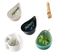 Herb Stripper Bowl, Handmade Ceramic Herb Stripping Tool, Pottery Herb Peeler with Multi-Size Holes, Kitchen Leaf Stripping Bowl for Cilantro Kale Thyme Basil & Rosemary(3pcs)
