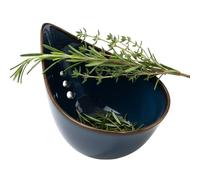 Herb Stripper Bowl - Kitchen Prep Tool for Herbs and Leafy Greens with Ceramic Holes | Pottery Leaf Remover Bowl for Parsley Cilantro Rosemary Thyme Fast Easy Stripping Meal Prep