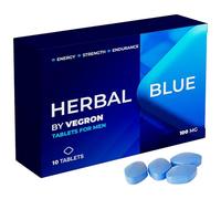 Herbal Blue - 10 Tablets | Natural Herbal Supplements for Men’s Health | Small Easy-to-Swallow Pills | Herbal Blue Pills for Men | Fast-Acting Tablets | Ginseng Tablets | Made in The UK