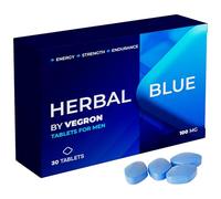 Herbal Blue - 30 Tablets | Natural Herbal Supplements for Men’s Health | Small Easy-to-Swallow Pills | Herbal Blue Pills for Men | Fast-Acting Tablets | Ginseng Tablets | Made in The UK