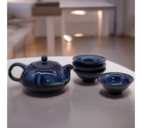 Herbal Blues Teapot Set - Pot & Four Cups - Exquisite Ceramic Tea Set for Tea Lovers