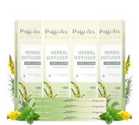 Herbal Diffuser Pen with Extracts of Mullein, Thyme and Mint for Lung Cleansing, Breathing Improvement, Oral Air Freshening and Quitting Bad Habit - 600 Uses (4 Packs, Green4)