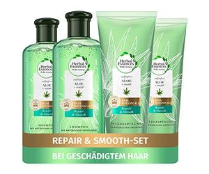 Herbal Essences Pure: Renew Hair Care Set: 2 x Repair & Smooth, Sulphate-free Shampoo 225 ml + 2 x Conditioner 180 ml, with Aloe Vera + Hemp, Women's Shampoo, No Silicone, Cruelty Free