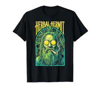 Herbal Hermit Old Man Stoner Vintage Weed Marijuana 420 Value Graphic T-Shirt, Men, Black, XL
