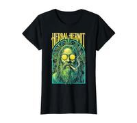 Herbal Hermit Old Man Stoner Vintage Weed Marijuana 420 Value Graphic T-Shirt, Women, Black, XS
