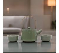 Herbal Jade Teapot Set With Cups - Elegant Tea Ceremony Kit