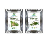 Herbal Magic Organic Henna Powder (100g) + Organic Indigo Powder(100g) for Hair Dye, USDA,Chemical Free Hair Coloring, Natural Hair Mask, Combo Pack,Premium Quality