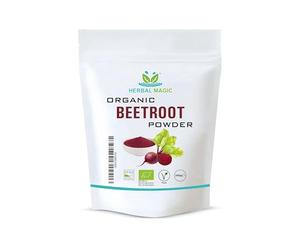 Herbal Magic's Organic Beet Root Powder Sweet & Earthy, Ideal as a Natural Food Colour&Flavour to Tandoori Dishes,Cakes Free from Fillers & Preservatives of&G UK Organic Certified (200g-Pack1)