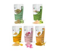 Herbal Skin Care Set | 5 powders in One Pack | Aloe vera, Amla, Orange Peel, Rose & Wild Turmeric powders | 100g Each | DIY Face Mask Powders | By Yogi's Gift®