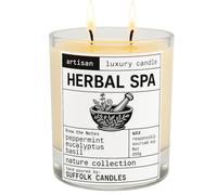 Herbal Spa, Peppermint, Eucalyptus & Basil Scented Luxury Candle, 50 Hour Burn Time, Double Wick, Suffolk Candles