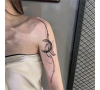 Herbal Tattoo Sticker For Full Arm Crescent Moon Arm, Semi-permanent Non-reflective, Waterproof, Long-lasting 2 Weeks, Fake Tattoos