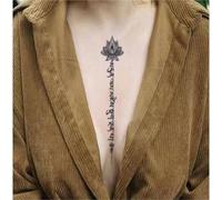 Herbal Tattoo Sticker With Sanskrit Lotus Design On Chest, Semi-permanent Non-reflective, Waterproof, Long-lasting (2 Weeks), Fake Tattoos