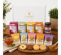 Herbal Tea Gift Set with Honey & Biscuits - 40 Assorted Herbal Tea Bags Selection Box - Lemon & Ginger, Camomile, Peppermint, Rosehip & Hibiscus - Tea Selection Box with Border Biscuits & Honey