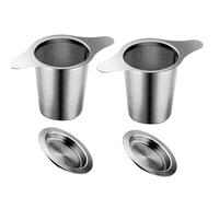 Herbal Tea Infuser, 2 Pieces, 304 Stainless Steel Herbal Tea Strainers, Extra Fine Tea Strainer with Lid, Multipurpose Reusable Filter for Teapot, Cups, Tea Cups, Making Loose Leaves