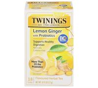 Herbal Tea, Lemon Ginger with Probiotics, Caffeine-Free, 18 Tea Bags, 0.95 oz (27 g), Twinings