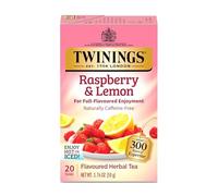 Herbal Tea, Raspberry & Lemon, Caffeine-Free, 20 Tea Bags, 1.76 oz (50 g), Twinings