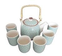 Herbal Teapot Green Mosaic.Built in Teastrainer and 6 Matching Cups