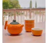 Herbal Teapot Set Herbal Orange Teapot Set Pot & Four Cups