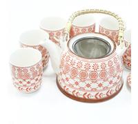 Herbal Teapot Set With Cups - Amber Ceramic Tea Gift Box