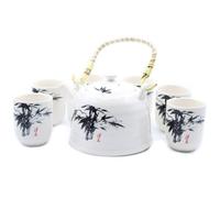 Herbal Teapot Set With Cups - White Stone Oriental Ceramic Gift Box