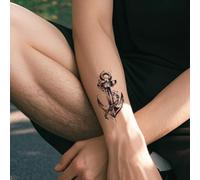 Herbal Temporary Tattoo Stickers, Retro Nautical Style, Adventurous Spirit, Waterproof And Long-lasting For 2 Weeks, Fake Tattoos(2pcs)