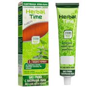 Herbal Time Henna Natural Cream Colour Colour Copper Red No. 3 | Covers Gray Hair | Temporary Hair Dye Cream | Ammonium-Free, Sulfate-free and Paraben Free | 75 ml