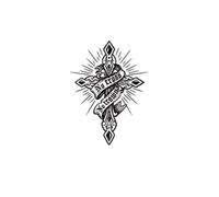 Herbal Waterproof Long-Lasting Cross Keeps For A Long Time Personality Tattoo On The Men'S Flower Arm