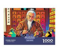 Herbalist Jigsaw Puzzles Puzzle for Adults Kids. 1000 Pieces TCM Pharmacy Scene Whimsical Challenge Toy Educational Games Home Decoration for Adults& Kids Age 14 Years Up 70x50cm/1000pcs