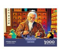 Herbalist Jigsaw Puzzles Puzzles for Adults Kids. 1000 Piece TCM Pharmacy Scene Whimsical Challenge Toy Educational Game Home Decoration for Educational Games Gifts 70x50cm/1000pcs