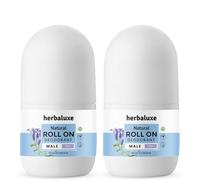 Herbaluxe Natural Deodorant 60ml - Long-Lasting Freshness & Odor Protection with Potassium Alum & Aloe Vera | Gentle Roll-On Deodorant (Twin-Pack Men)