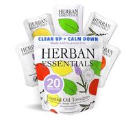 Herban Essentials Assorted Towels - Essential Oil Wipes for Hands, Travel Face Towels - Natural Towels, Wet Towels, Individually Wrapped Body Wipes - Pack of 20