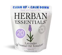 Herban Essentials - Lavender Wipes & Towelettes - Essential Oil Wipes for Make Up, Hands, Face & Body - Travel Size Essentials and Toiletries - Natural, Individually Wrapped and Disposable (20 count)