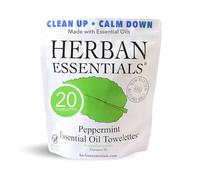 Herban Essentials Peppermint Wipes - Essential Oil Hand Wipes, Travel Facial Wipes - Natural Hand Wipes, Wet Wipes Wrapped