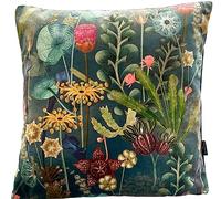 Herbarium botanical velvet cushion cover green throw pillow case 16" floral pillowcase flowers printed sofa home decor
