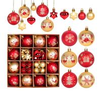 Herbbree Christmas Tree Decorations,44 Pcs Christmas Baubles with Red & Gold Balls,Shatterproof Hanging Ornaments for Xmas Tree Decorations Holiday Home Party(3CM-6CM)