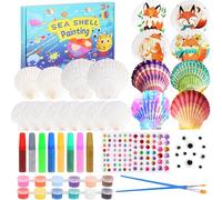 Herbbree Shell Painting Kits for Kids Arts and Crafts for Kid Painting Ages 3-12，Craft Kits for Kids Equipped with 12 Shells for Birthday Easter Halloween and Christmas Presents