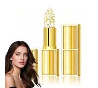 HERBENJOY Clear Flower Jelly Lipstick,Transfer-Proof Color Changing Lipstick with Gold Foil,Moisturizing Glossy Shine Gold Crystal Ph LipstickColor Changing,Magic Temperature Color Change Lip Balm