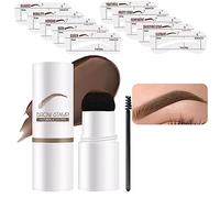 HERBENJOY Eyebrow Stamp Shaping Kit Waterproof Eyebrow Powder Kit Long Lasting 10 Reusable Styles Eyebrow Stencil Set for Women and Girls (04 Medium Brown)