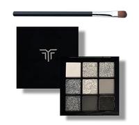 HERBENJOY Smokey Eyeshadow Palette, 9 Colour Matte Glitter Eyeshadow Black Cold Tone Eye Shadows Makeup Palette, Easy To Use Non-Flaking Smokey Eyeshadow With Mirror & Brush