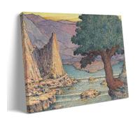 Herbert Crowley River Landscape with Rapids 1911-24 Art Nouveau Style Wall Art Featuring Mountain, Tree And Rapids Elements Canvas Wall Art Decorative Bedroom Modern Home Print Picture Artworkss Frame