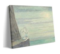 Herbert Crowley The Effect of The Moon Is Extraordinary 'Wiggle Much' Design Circa 1910 Surrealism Wall Art Featuring A Rabbit on Cliff with Moon And Sea Artworks Canvas Room Aesthetic Wall Art Prints