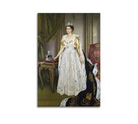 Herbert James Gunn，Queen Elizabeth II in Coronation Robes Posters Canvas Wall Art Decorative Paintings for Living Room Bedroom Home Decor 16x24inch(40x60cm)