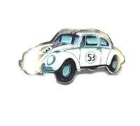 Herbie V W Beetle Number 53, Classic Car Enamel Lapel Pin, White