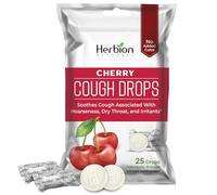 Herbion Naturals Cough Drops with Cherry Flavor, Soothes Sore Throat and Dry Mouth, for Adults, Children 6 and Above, 25Ct Pouch