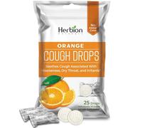 Herbion Naturals Cough Drops with Natural Orange Flavor, Dietary Supplement, Soothes Cough, for Adults and Children Over 6 Years, 25 Drops, No Artificial Flavor, No Added Color.