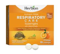 Herbion Naturals Respiratory Care Lozenges, Sugar-Free Orange Flavour - Herbal Blend for Throat Comfort & Respiratory Wellness - 18 Lozenges, No Added Colours
