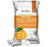 Herbion Naturals Sugar-Free Cough Drops with Natural Orange Flavor, Soothes Sore Throat, for Adults & Children 6 Years and Above, 25Ct