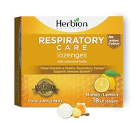 Herbion Respiratory Care Lozenges, Honey Lemon Flavour, Herbal Blend for Throat Comfort & Respiratory Wellness, 18 Lozenges, No Added Colours